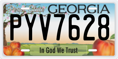 GA license plate PYV7628