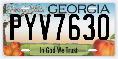 GA license plate PYV7630