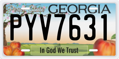 GA license plate PYV7631