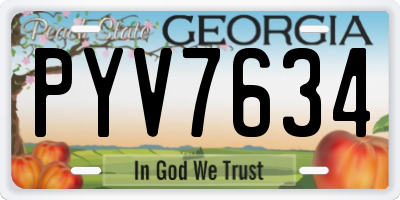 GA license plate PYV7634