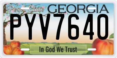 GA license plate PYV7640