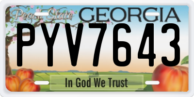 GA license plate PYV7643
