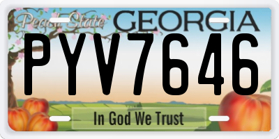 GA license plate PYV7646