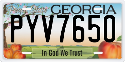 GA license plate PYV7650