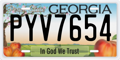 GA license plate PYV7654