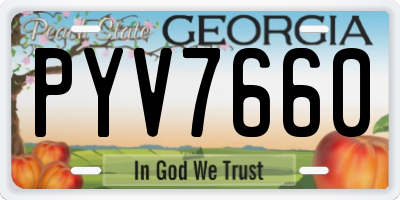 GA license plate PYV7660