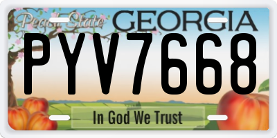 GA license plate PYV7668