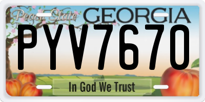 GA license plate PYV7670