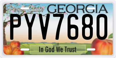 GA license plate PYV7680