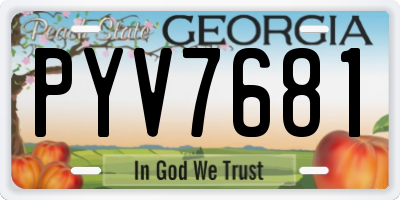 GA license plate PYV7681
