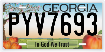 GA license plate PYV7693