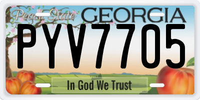 GA license plate PYV7705