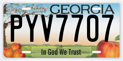GA license plate PYV7707