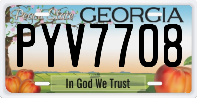 GA license plate PYV7708