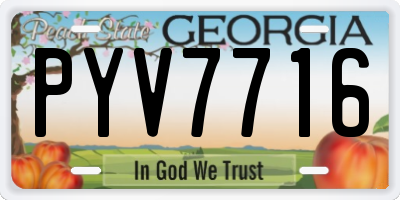 GA license plate PYV7716