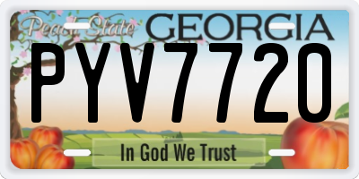 GA license plate PYV7720