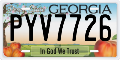 GA license plate PYV7726