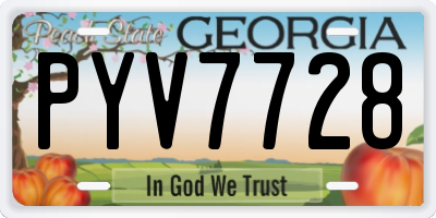 GA license plate PYV7728