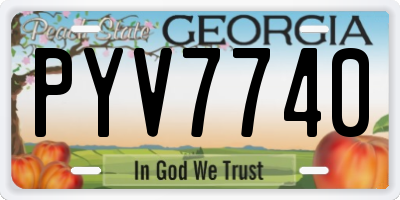GA license plate PYV7740