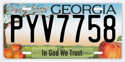 GA license plate PYV7758