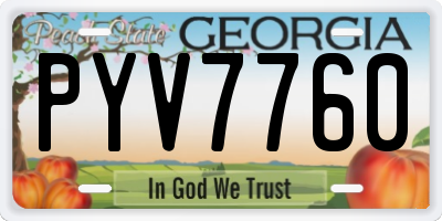 GA license plate PYV7760
