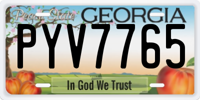 GA license plate PYV7765