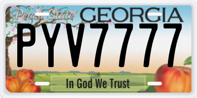 GA license plate PYV7777