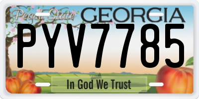 GA license plate PYV7785