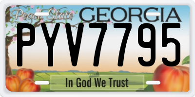GA license plate PYV7795