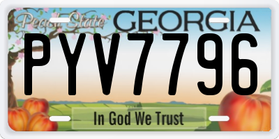 GA license plate PYV7796