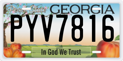 GA license plate PYV7816