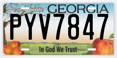 GA license plate PYV7847