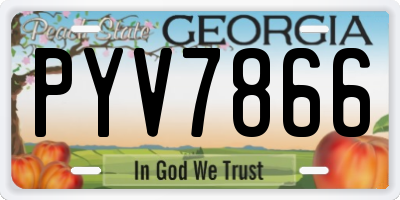 GA license plate PYV7866