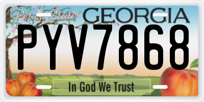 GA license plate PYV7868