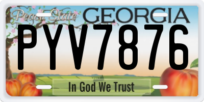 GA license plate PYV7876