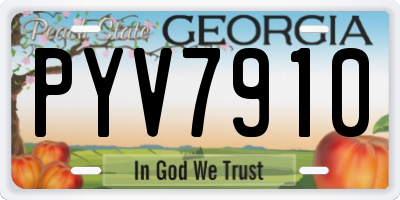 GA license plate PYV7910