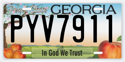 GA license plate PYV7911