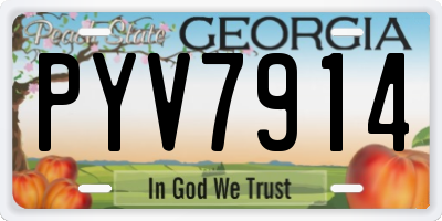 GA license plate PYV7914