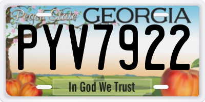 GA license plate PYV7922