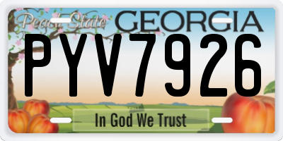 GA license plate PYV7926