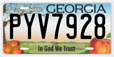 GA license plate PYV7928