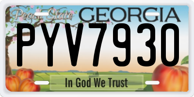 GA license plate PYV7930
