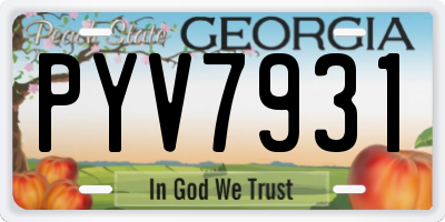 GA license plate PYV7931