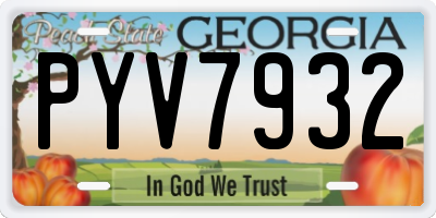 GA license plate PYV7932