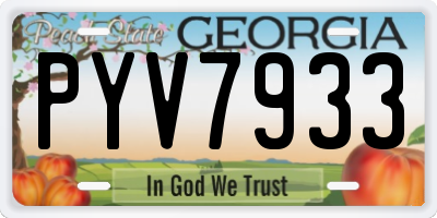 GA license plate PYV7933
