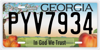 GA license plate PYV7934