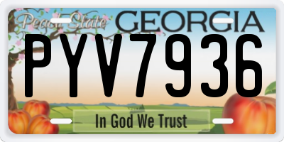GA license plate PYV7936