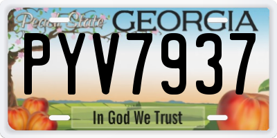 GA license plate PYV7937