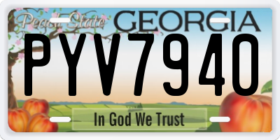 GA license plate PYV7940