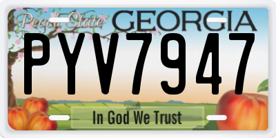 GA license plate PYV7947